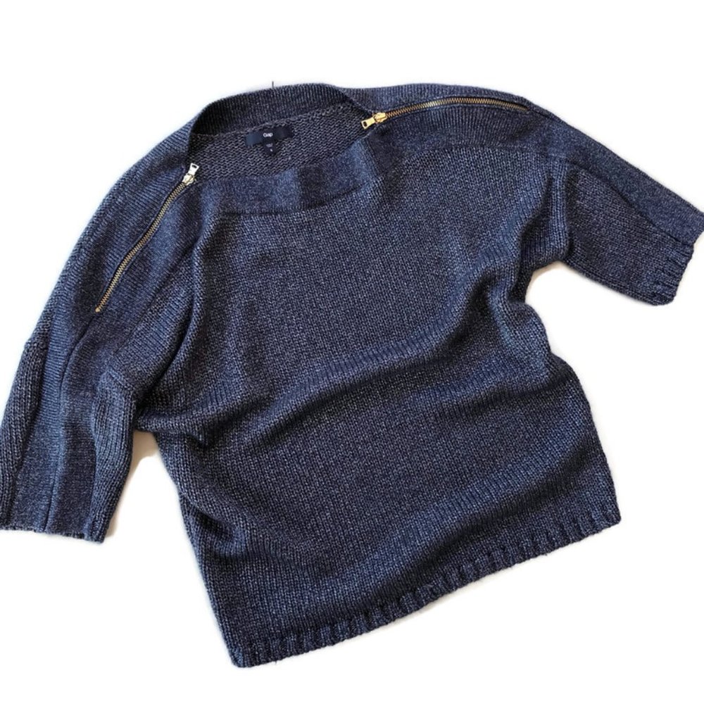 GAP Blue Short Sleeve Boat Neck Sweater S